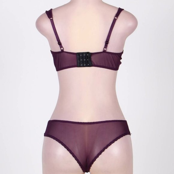 Naughty Purple Cute Boudoir Bra Set - Picture 6 of 7